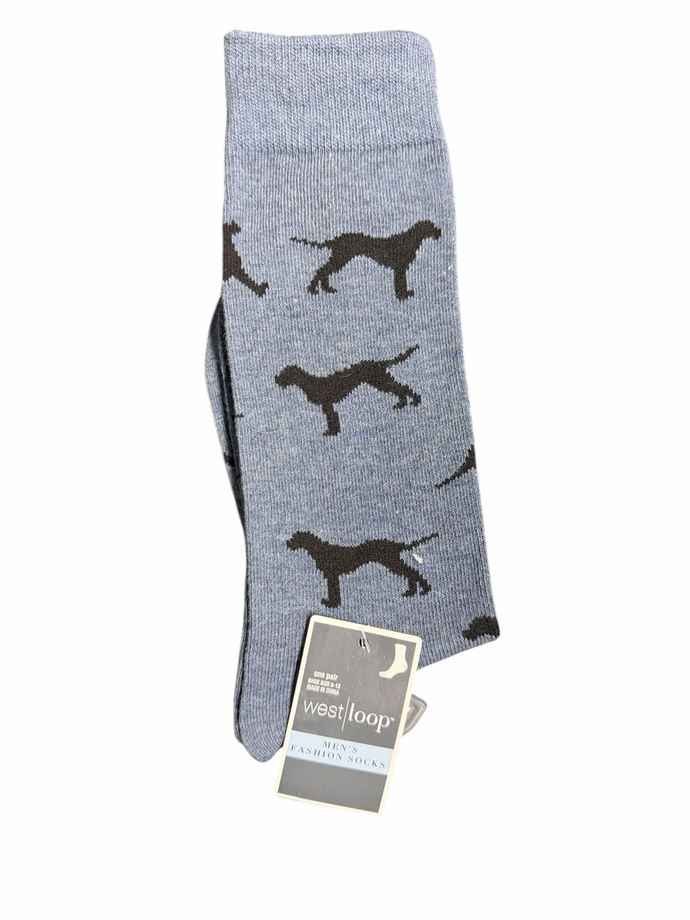 Men's Light Blue Socks with Black Dog Motif